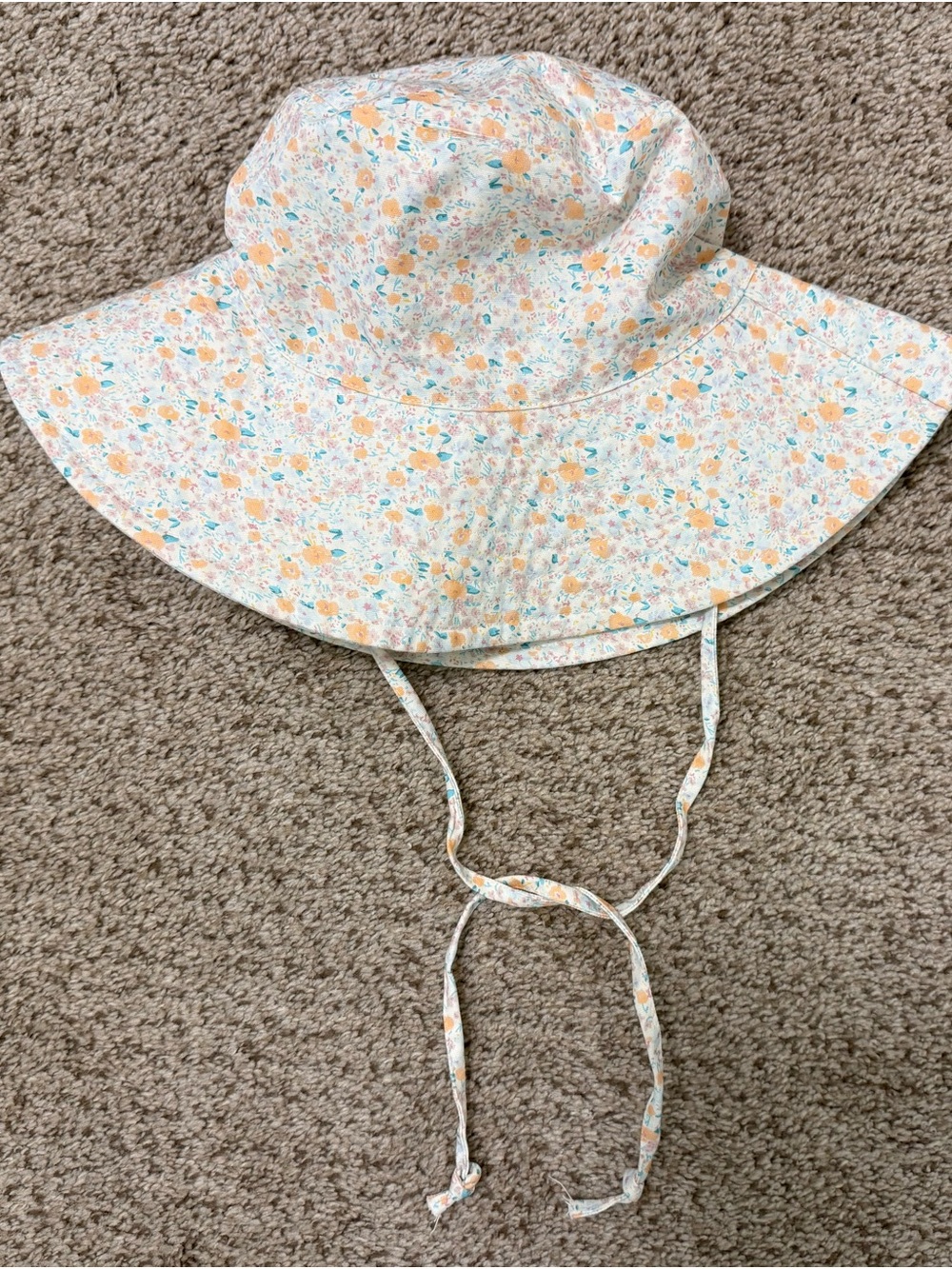 Lucky Brand Bucket Hat with Chin Ties - Peach & Teal